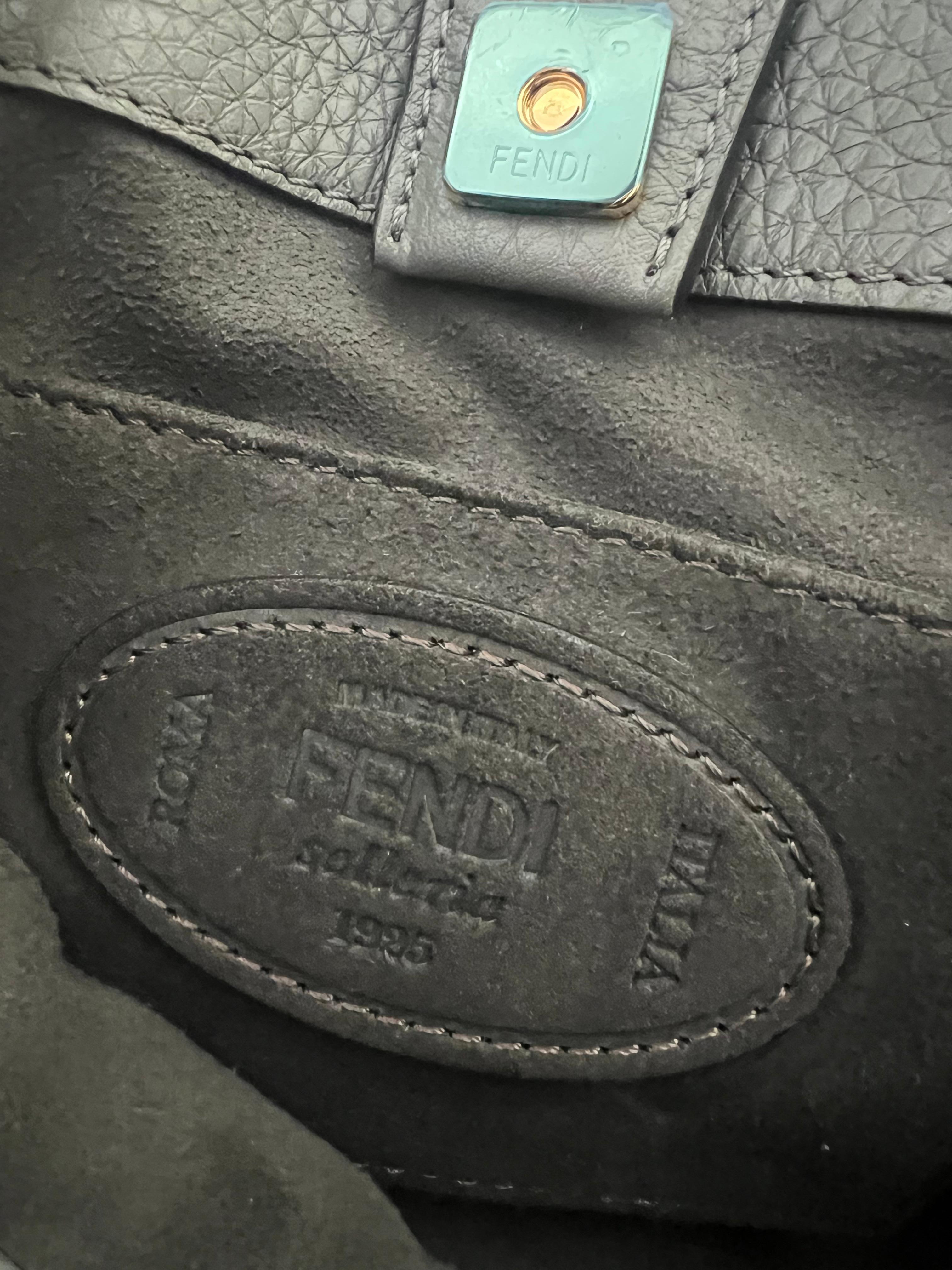 Fendi Forever Mini Forever Handtasche aus grauem Leder  im Angebot 8