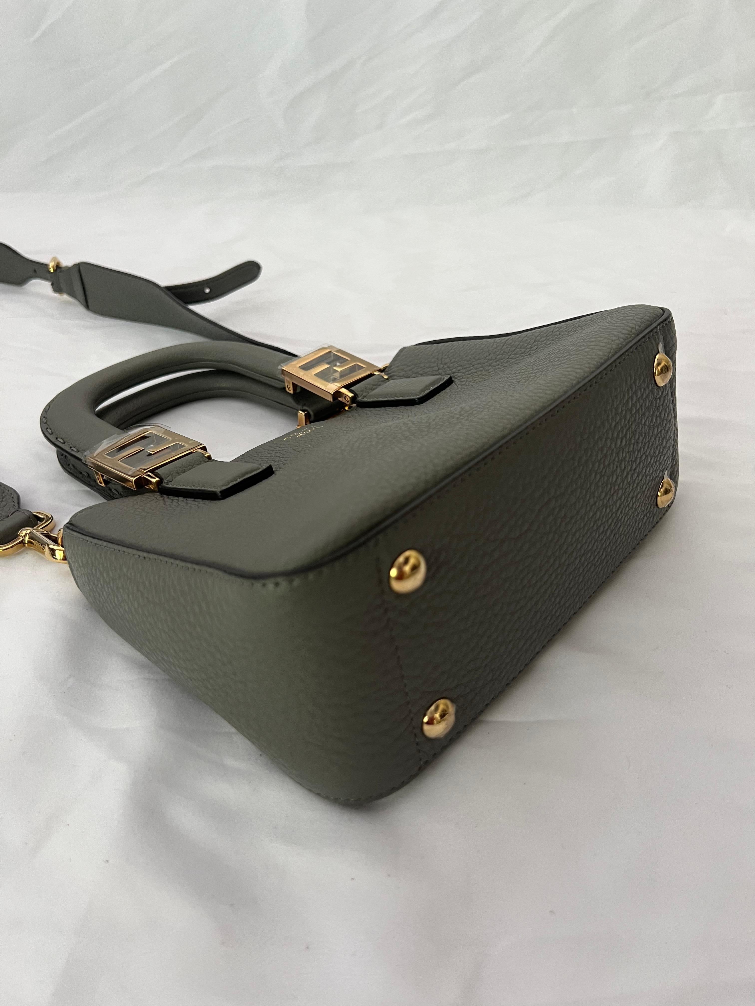 Women's or Men's Fendi Moon Grey Leather Mini Forever Handbag  For Sale