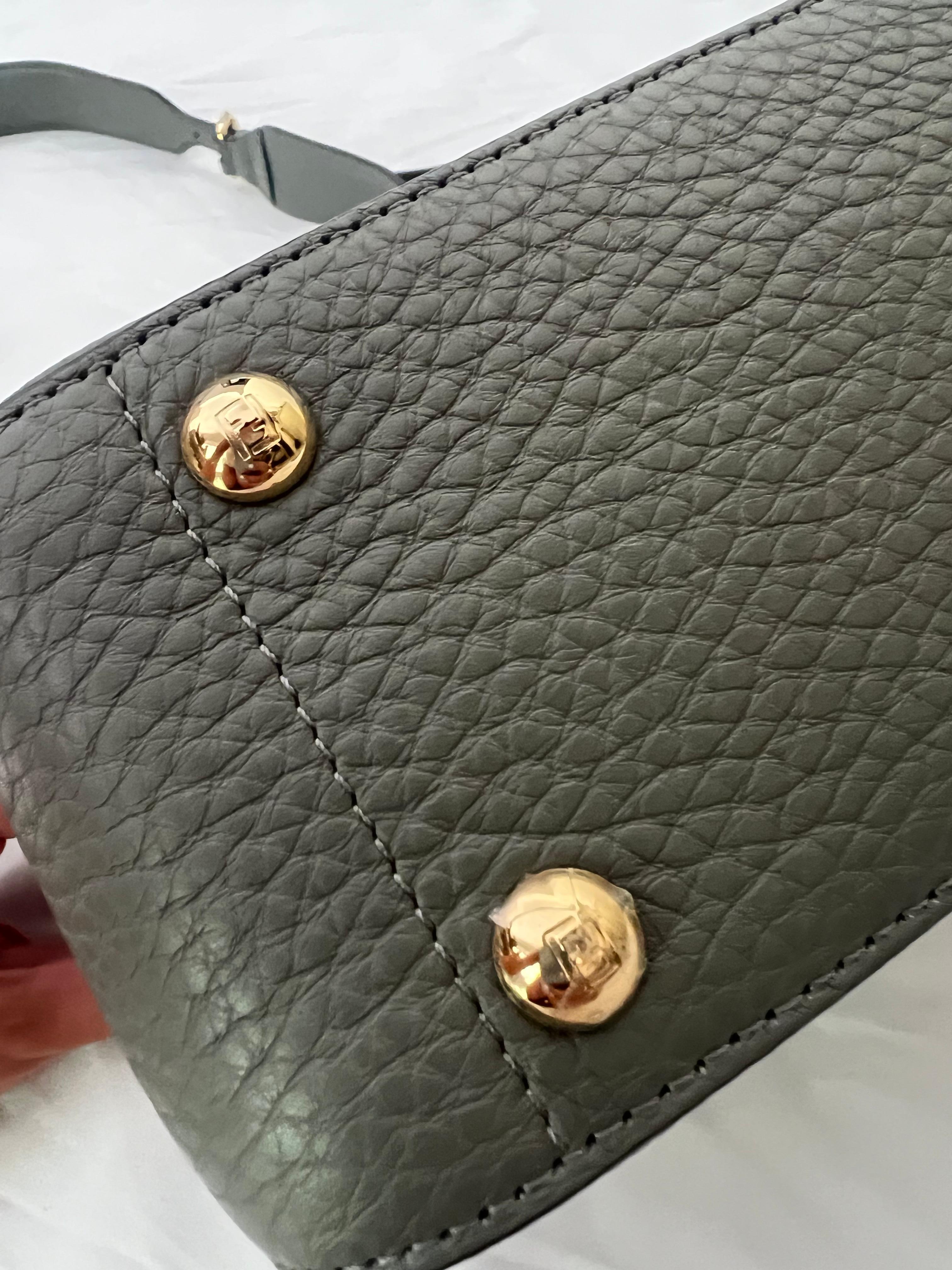 Fendi Moon Grey Leather Mini Forever Handbag  For Sale 1