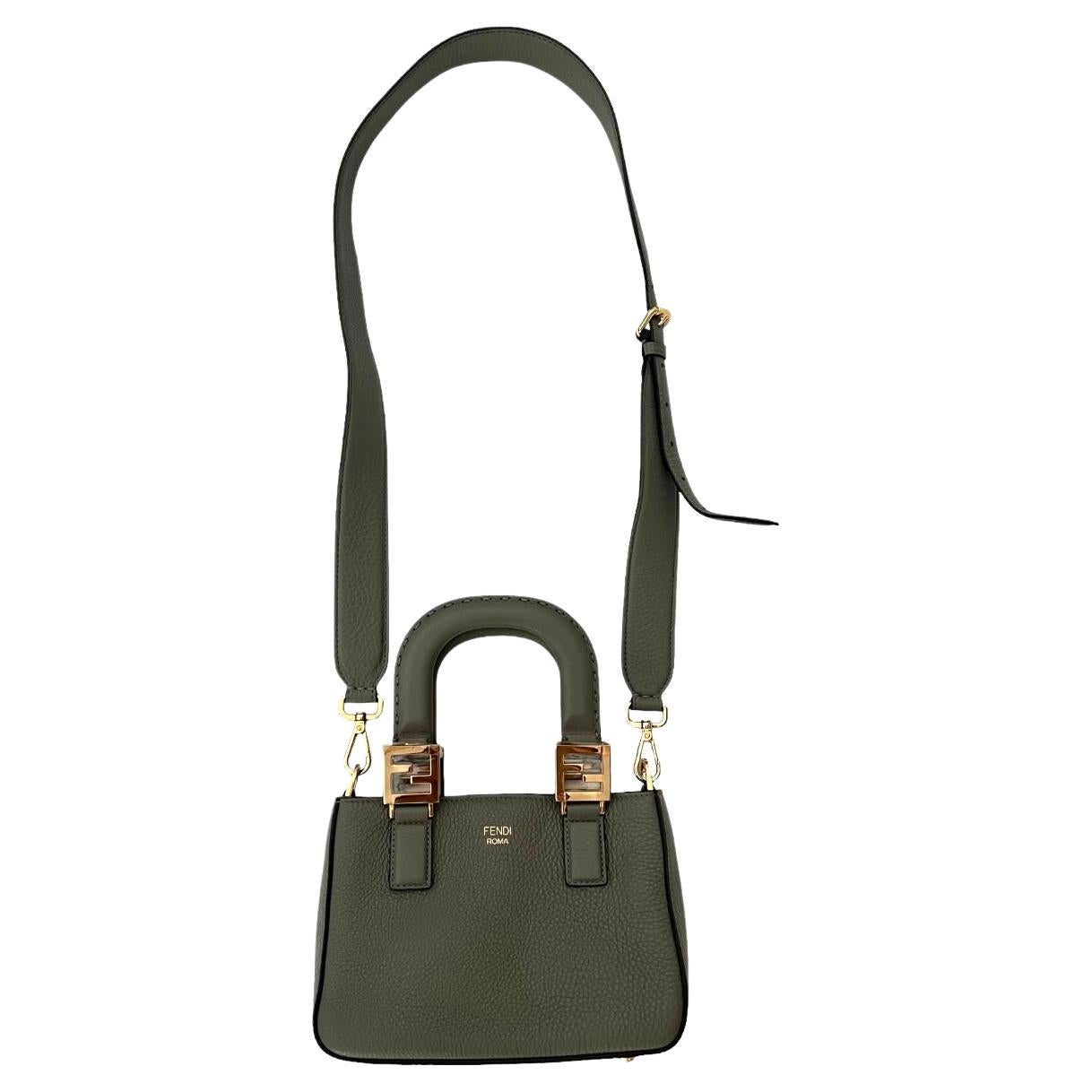 Fendi Moon Grey Leather Mini Forever Handbag  For Sale
