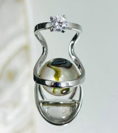 Fendi Mother-Of-Pearl & Crystal Palladium Ring