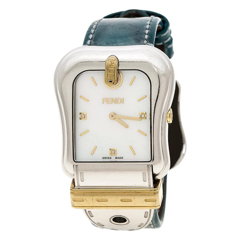 Fendi Mother of Pearl Gold Plated Stainless Steel 3800G Women's Wristwatch 33 mm