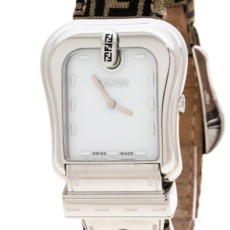 Contemporary Fendi Mother of Pearl Stainless Steel B.Fendi 3800G Women's Wristwatch 33 mm