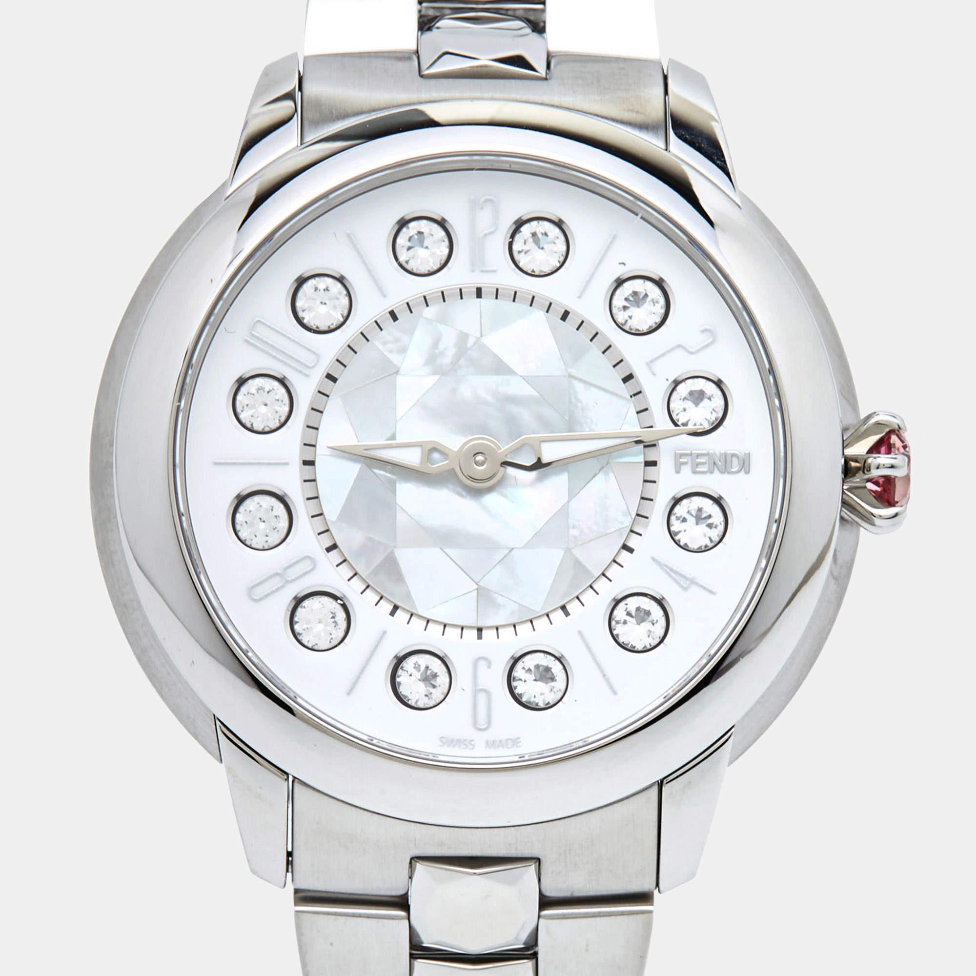 Fendi Mother Of Pearl Stainless Steel IShine 12100M Women's Wristwatch 38 mm 6