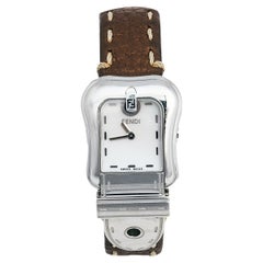 Used Fendi Mother of Pearl Stainless Steel Leather B.Fendi Women's Wristwatch 18 mm
