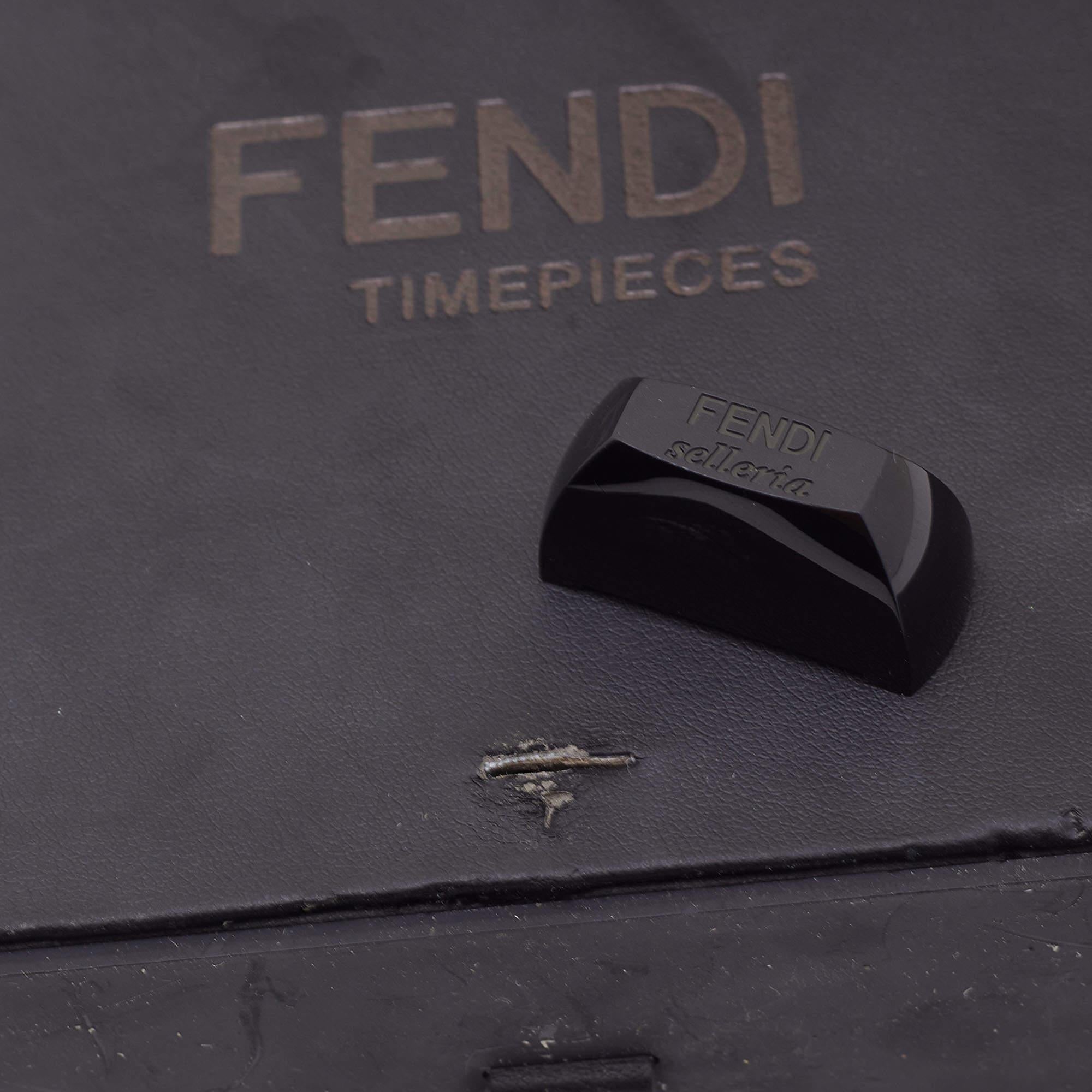 Fendi Mother of Pearl Two Tone Stainless Steel Selleria Leather 80200M Women's In Good Condition In Dubai, Al Qouz 2