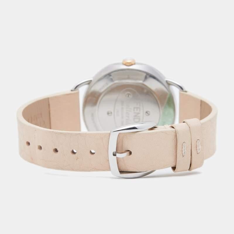 Fendi Mother of Pearl Two Tone Stainless Steel Selleria Leather 80200M Women's 1