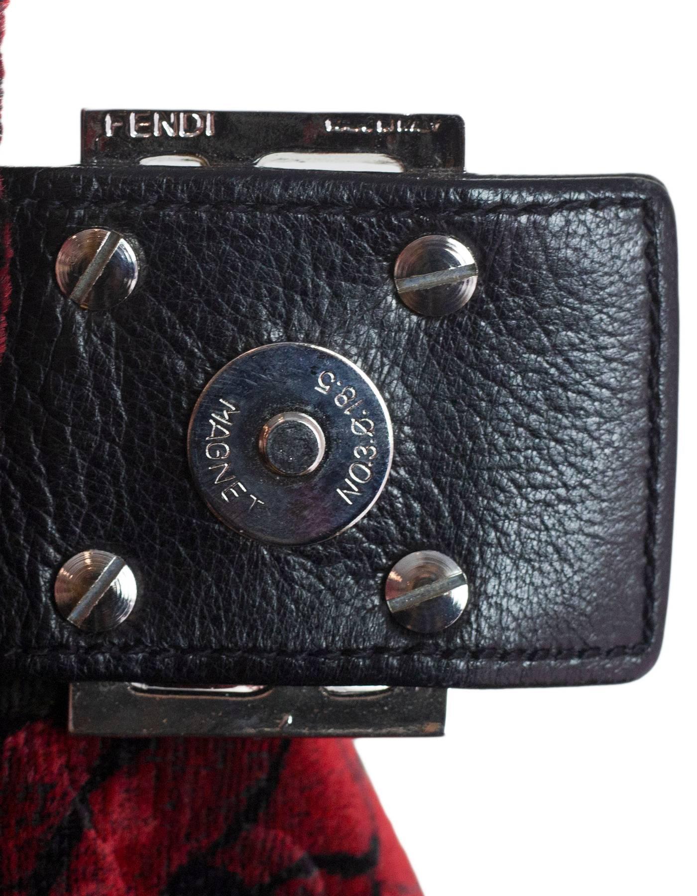 Fendi Multi-Colored Floral Print Velvet Baguette 1