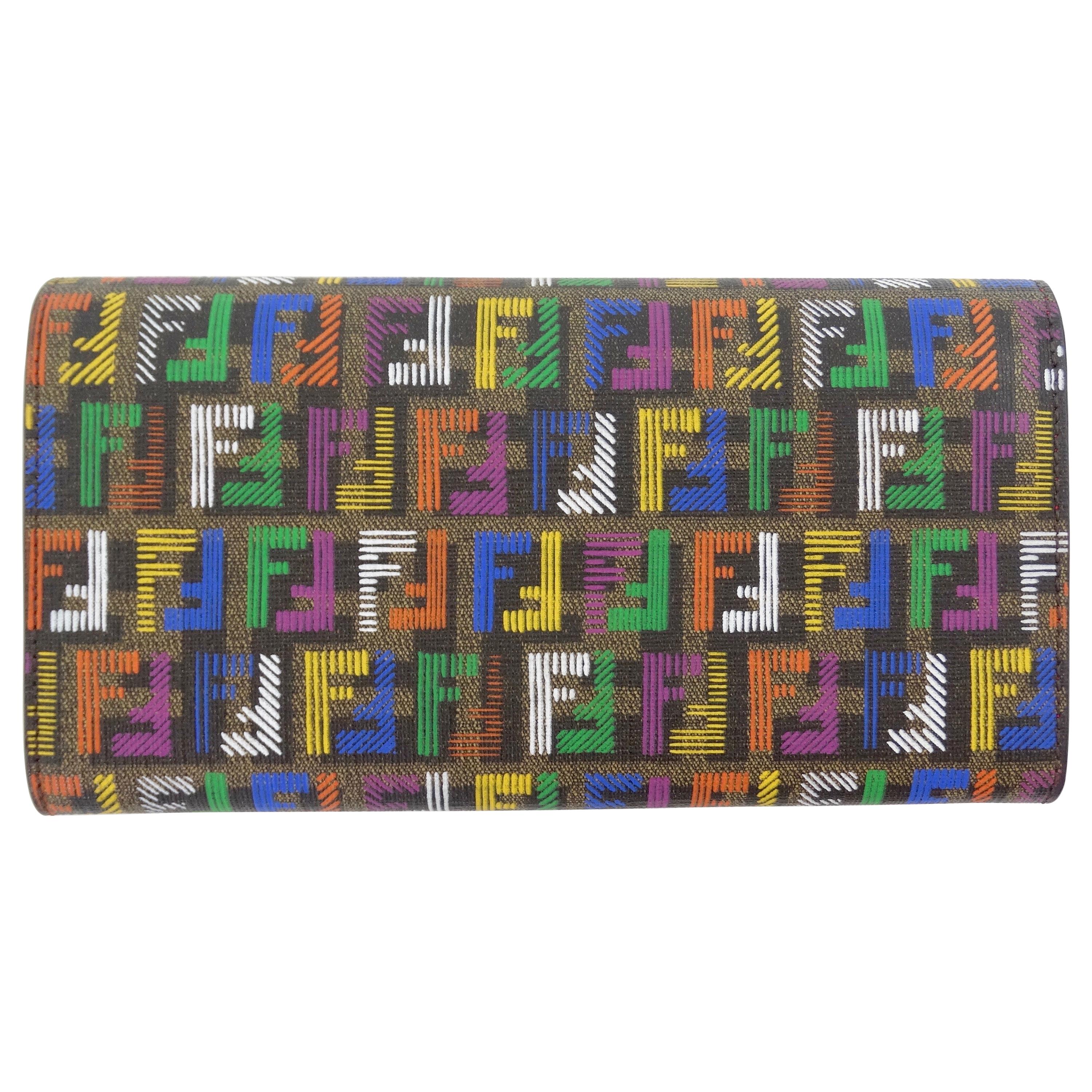 Fendi Multi Colored Zucchino Continental Flap Wallet 