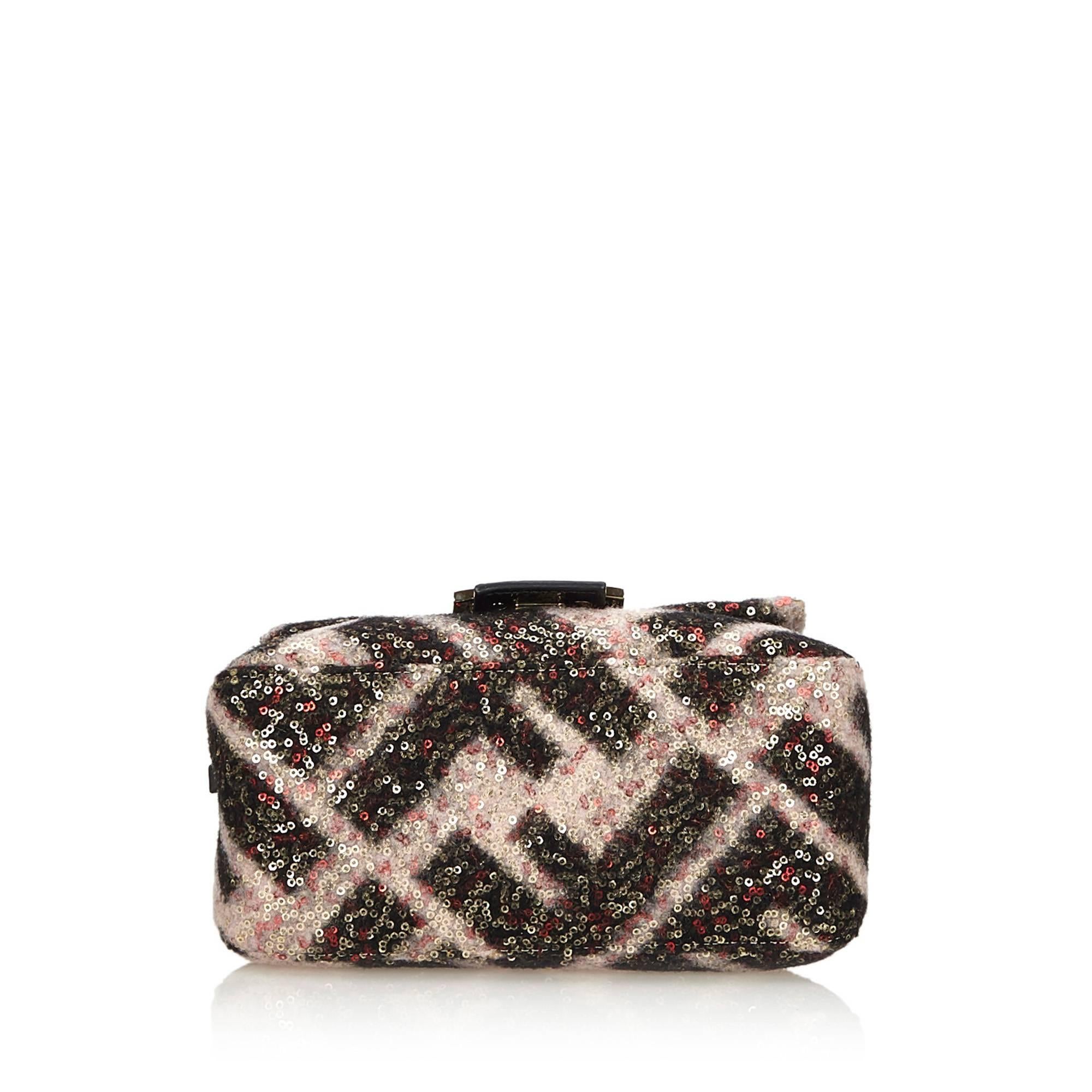 Black Fendi Multi Coloured Sequinned Mamma Baguette