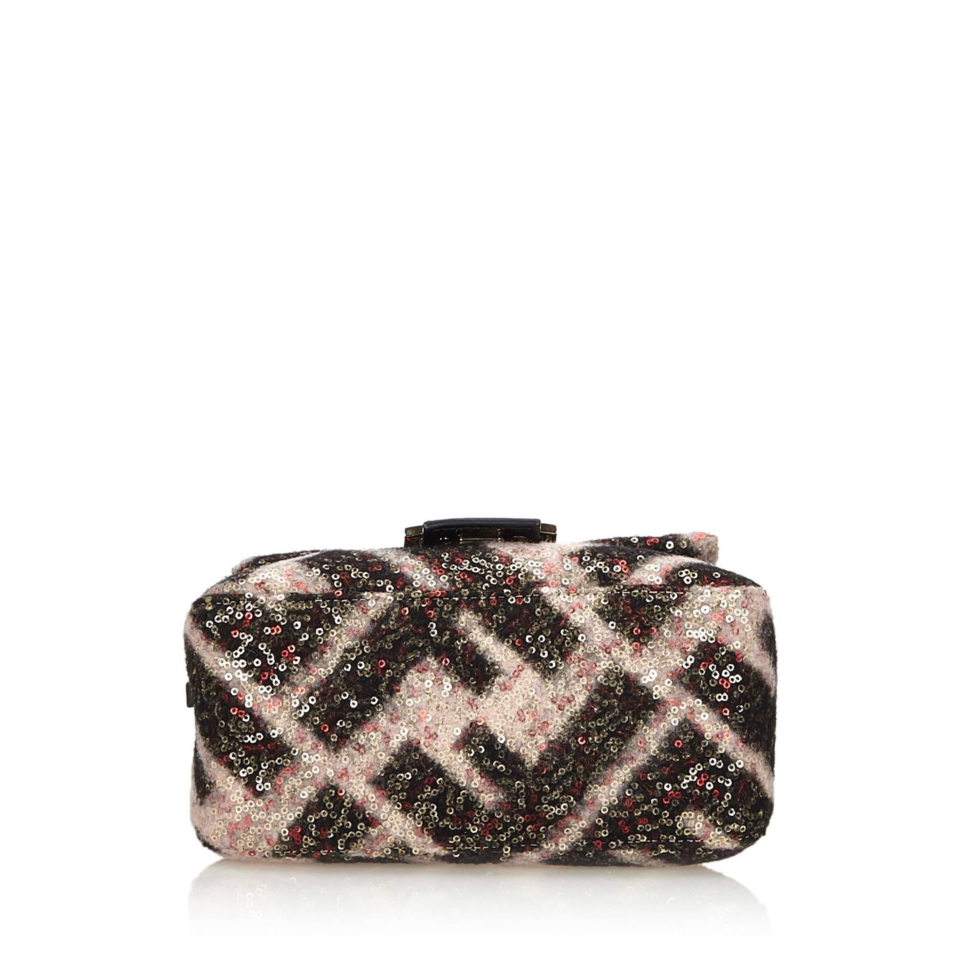 Black Fendi Multi Coloured Sequinned Mamma Baguette 