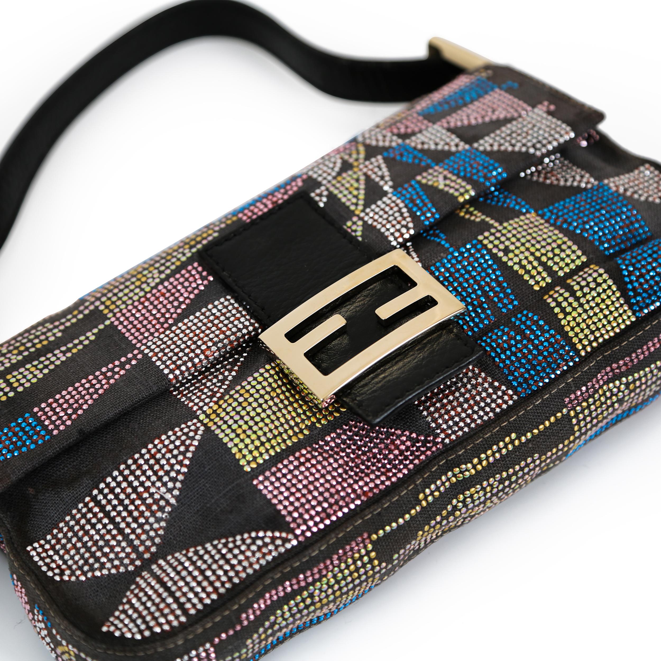 Fendi Multi Glitter Baguette Handbag In Good Condition For Sale In London, GB