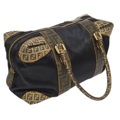 Fendi Multi Monogram Logo Black Evening Speedy Style Top Handle Satchel Bag