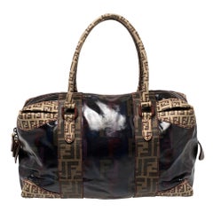 Fendi Multiccolor Zucca Canvas Mixed Media Boston Bag