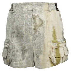 Fendi Cargo-Shorts aus Leinenmischung mit mehrfarbigem abstraktem Druck M