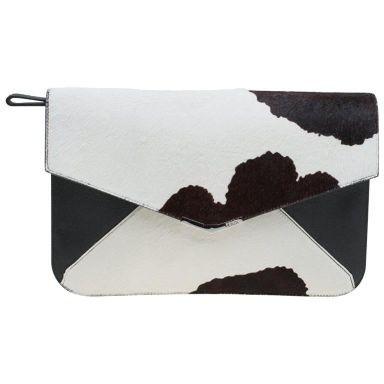Fendi Multicolor Calf Hair and Leather 2Jours Envelope Clutch