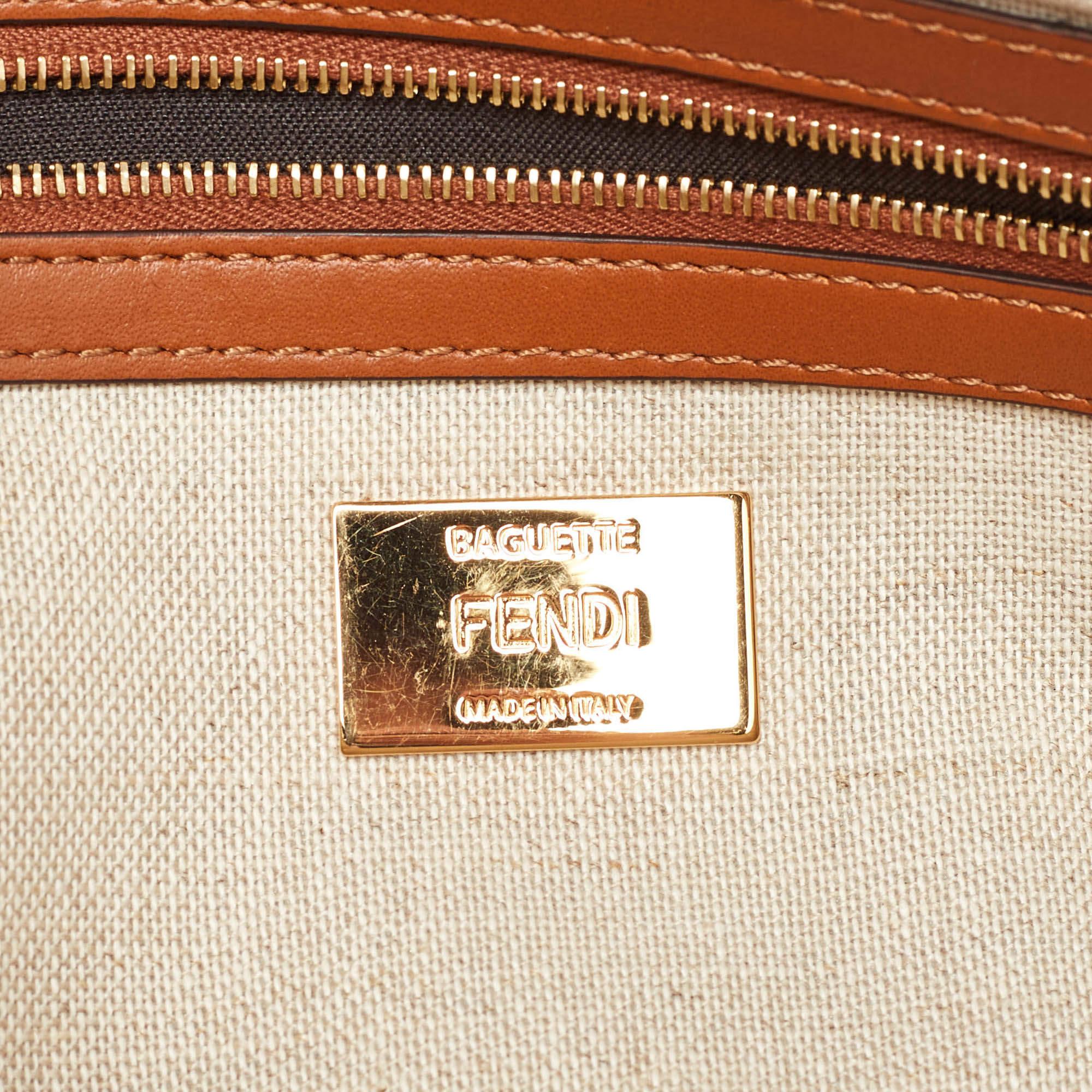 Fendi Multicolor Canvas and Leather FF Embroidered Baguette Crossbody Bag 4