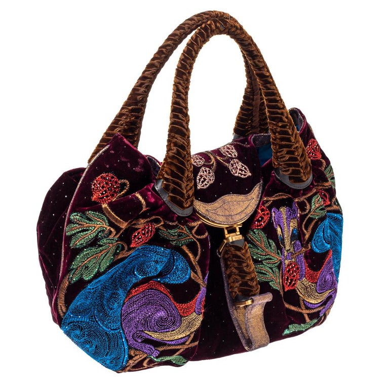 Fendi Multicolor Embroidered Squirrel Velvet Spy Bag at 1stDibs