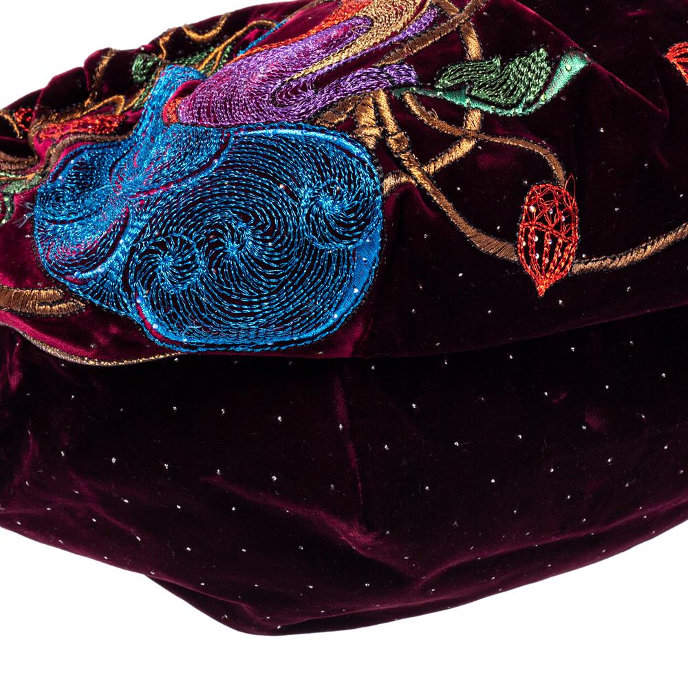 Black Fendi Multicolor Embroidered Squirrel Velvet Spy Bag