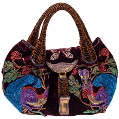 Used Fendi Multicolor Embroidered Squirrel Velvet Spy Bag