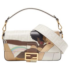 Fendi Multicolor FF Glazed Coated Canvas and Leather Inlay Baguette Bag