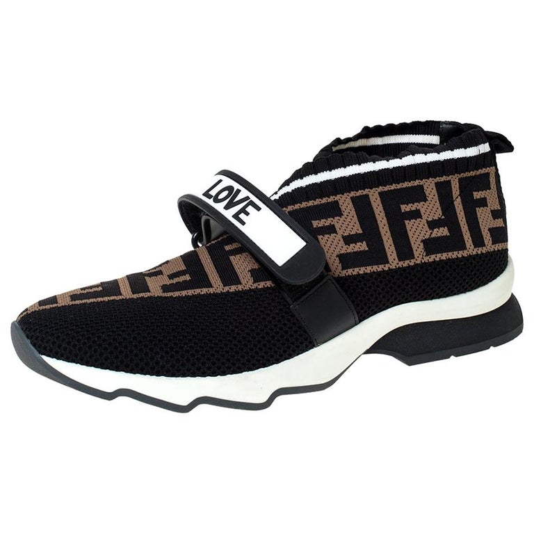 Fendi Multicolor FF Monogram Knit Fabric Rockoko Sneakers Size 38 at ...