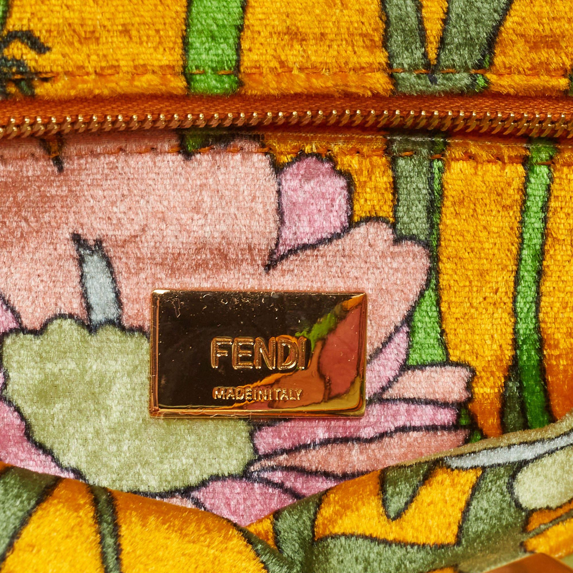 Fendi Multicolor Floral Print Velvet Mini Peekaboo Top Handle Bag 2