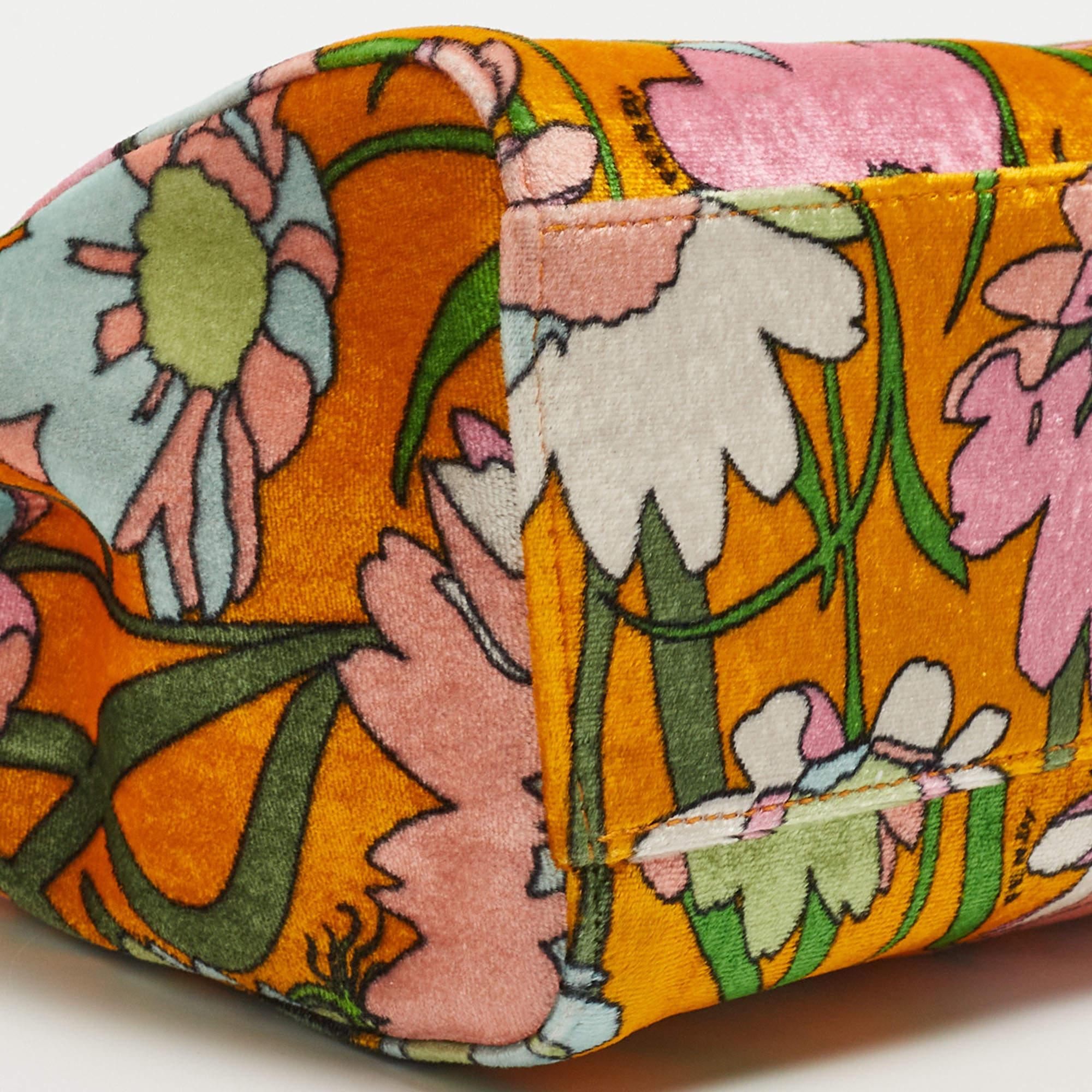 Fendi Multicolor Floral Print Velvet Mini Peekaboo Top Handle Bag 3