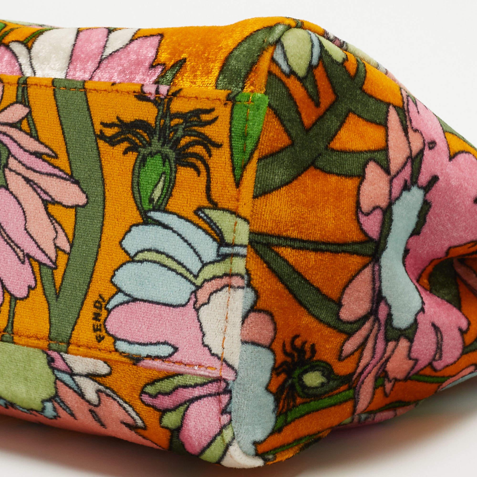 Fendi Multicolor Floral Print Velvet Mini Peekaboo Top Handle Bag 4