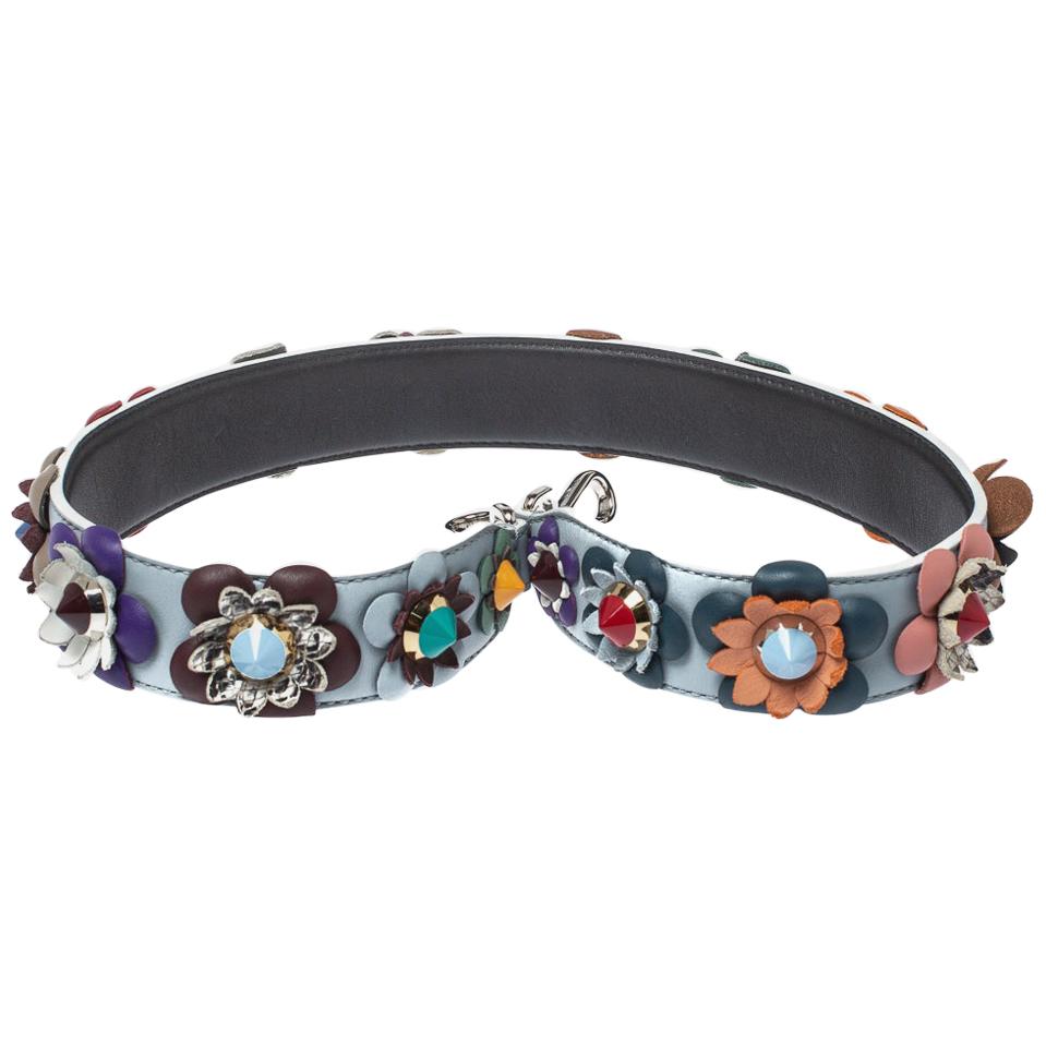Fendi Multicolor Flowerland Leather Strap You Shoulder Strap
