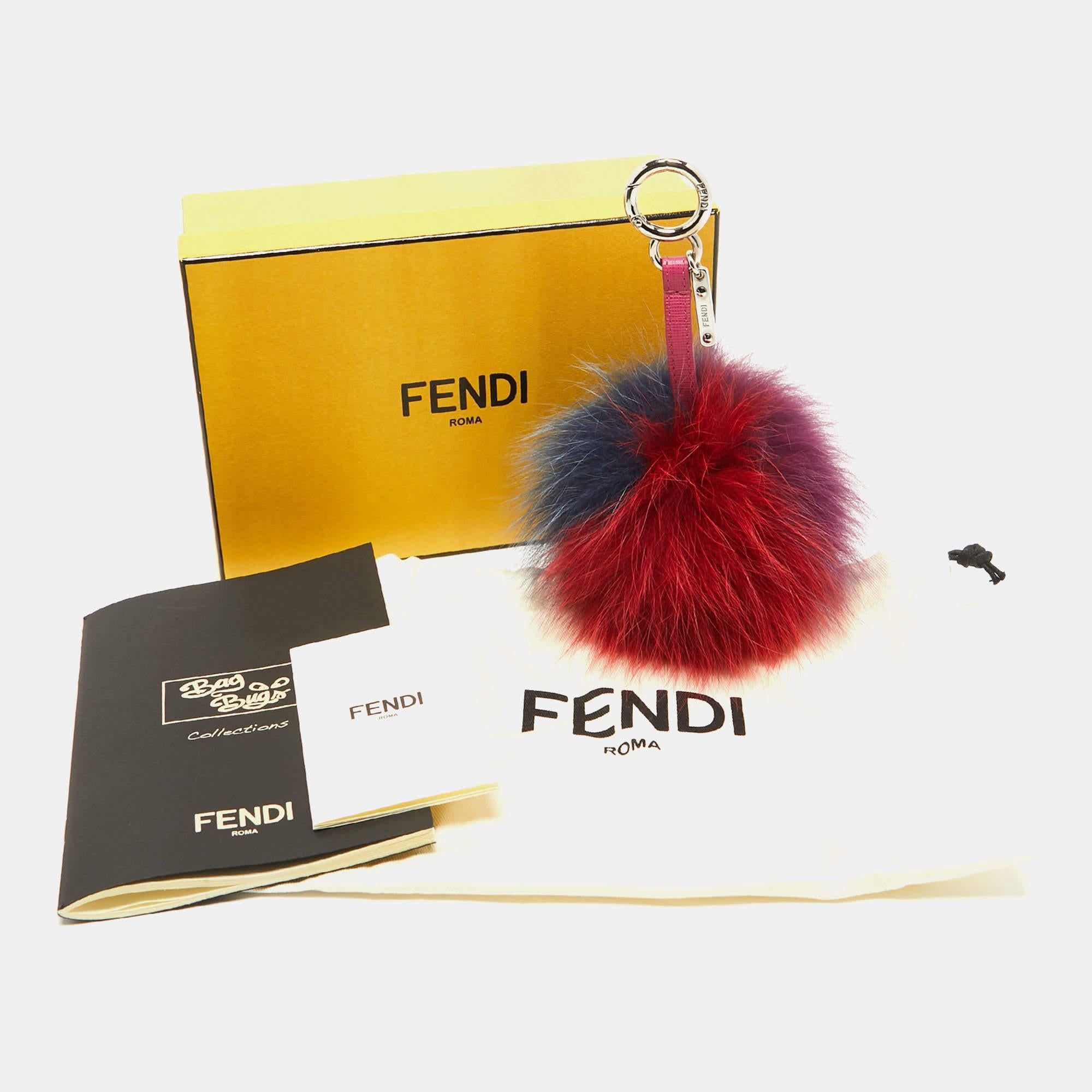 Fendi Multicolor Fuchs Pelz Pom Pom Tasche Charme im Angebot 1