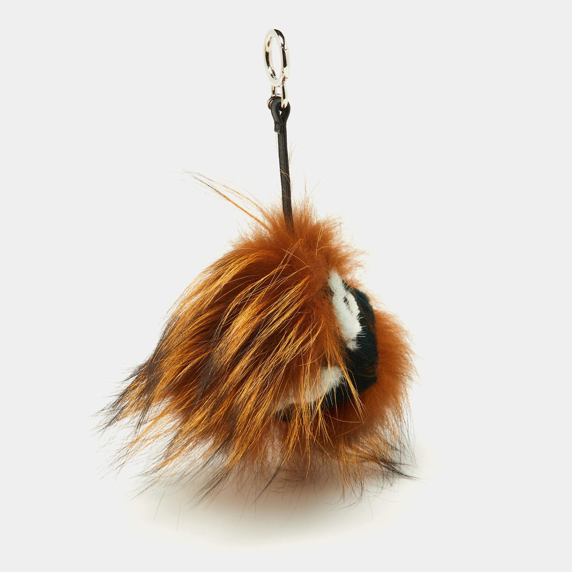 Women's Fendi Multicolor Fox Mink Rabbit Fur Flamingo Kooky Monster Bug Bag Charm For Sale