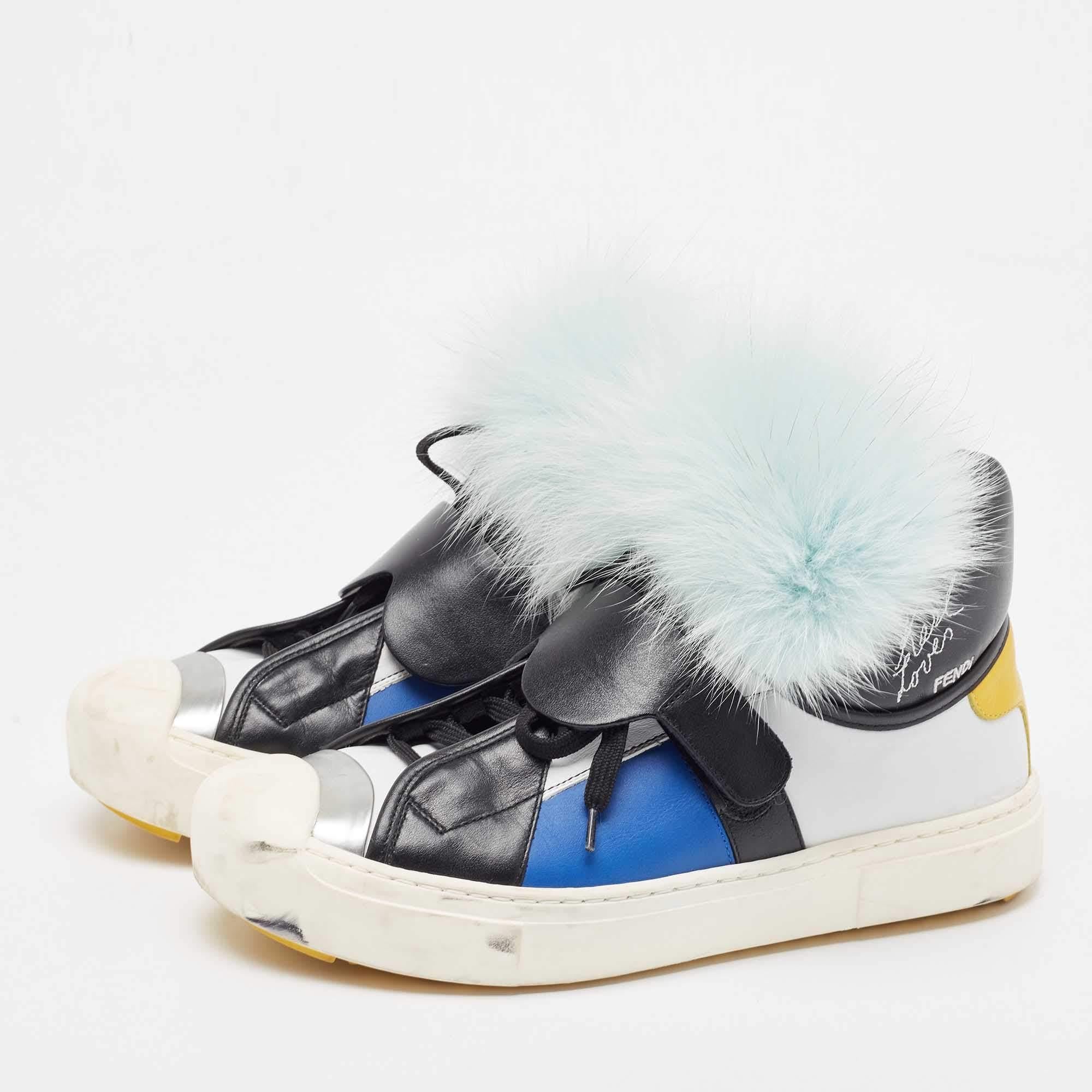 Modeled on fashion icon Karl Lagerfeld, the Karlito range of designs from Fendi is fun and full of character. These sneakers come crafted from multicolored leather and designed with fur on the laced uppers.


