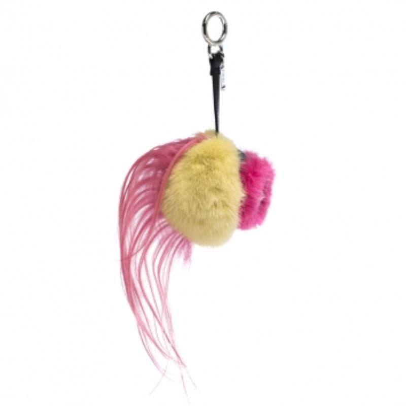 Fendi brings you this pretty bag charm for handbag lovers around the world. The charm consists of a monster bug with eye detailing, fur all over and held by a leather strap with a silver-tone clasp. Adorn your precious bags with this Fendi today!