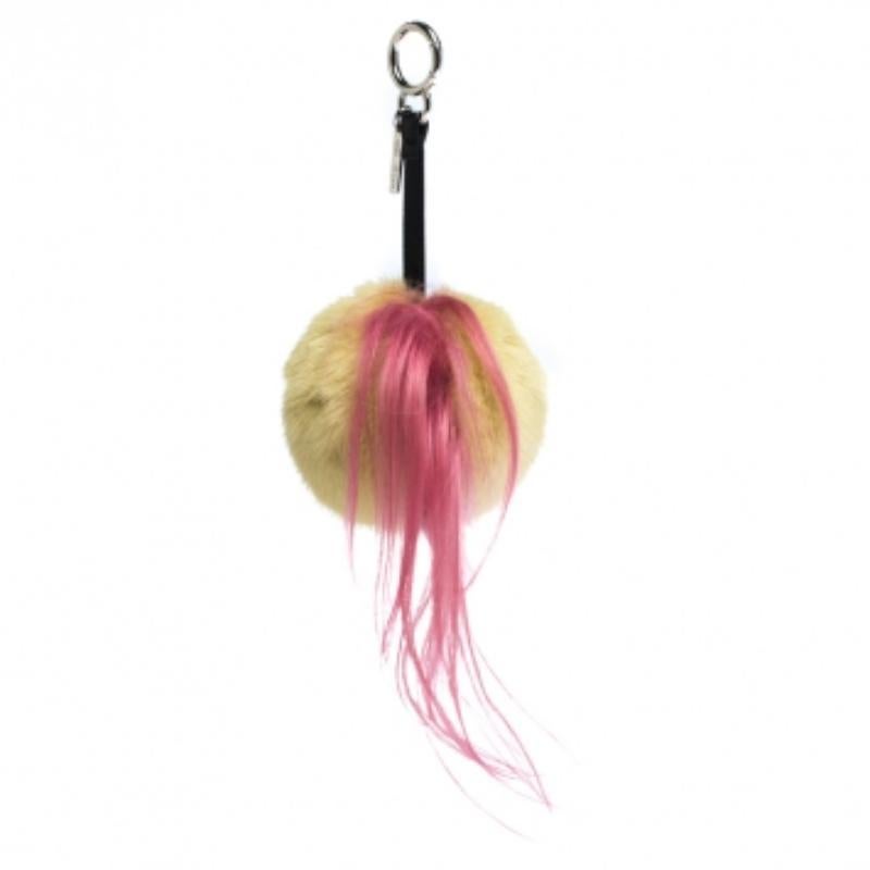 Fendi Multicolor Fur Funky Monster Bug Bag Charm Beige en venta