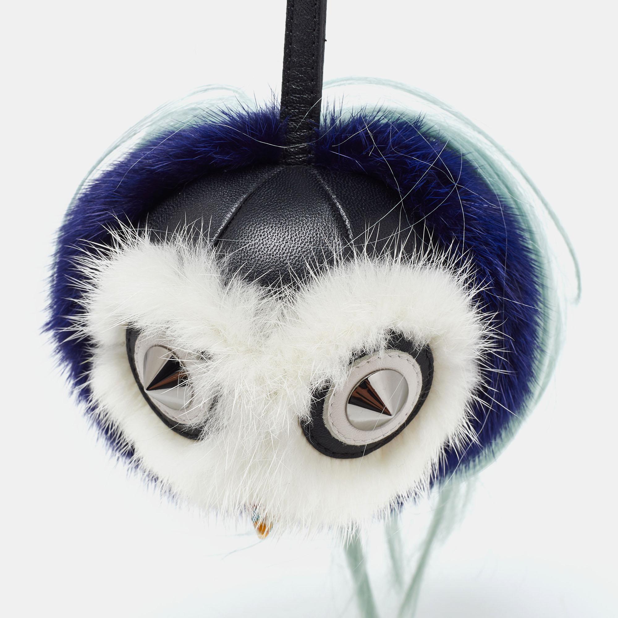 Fendi Multicolor Fur Funky Monster Bug Bag Charm In Excellent Condition For Sale In Dubai, Al Qouz 2
