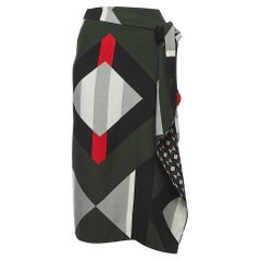 Fendi Multicolor Geometric Print Wool Wrap Midi Skirt S