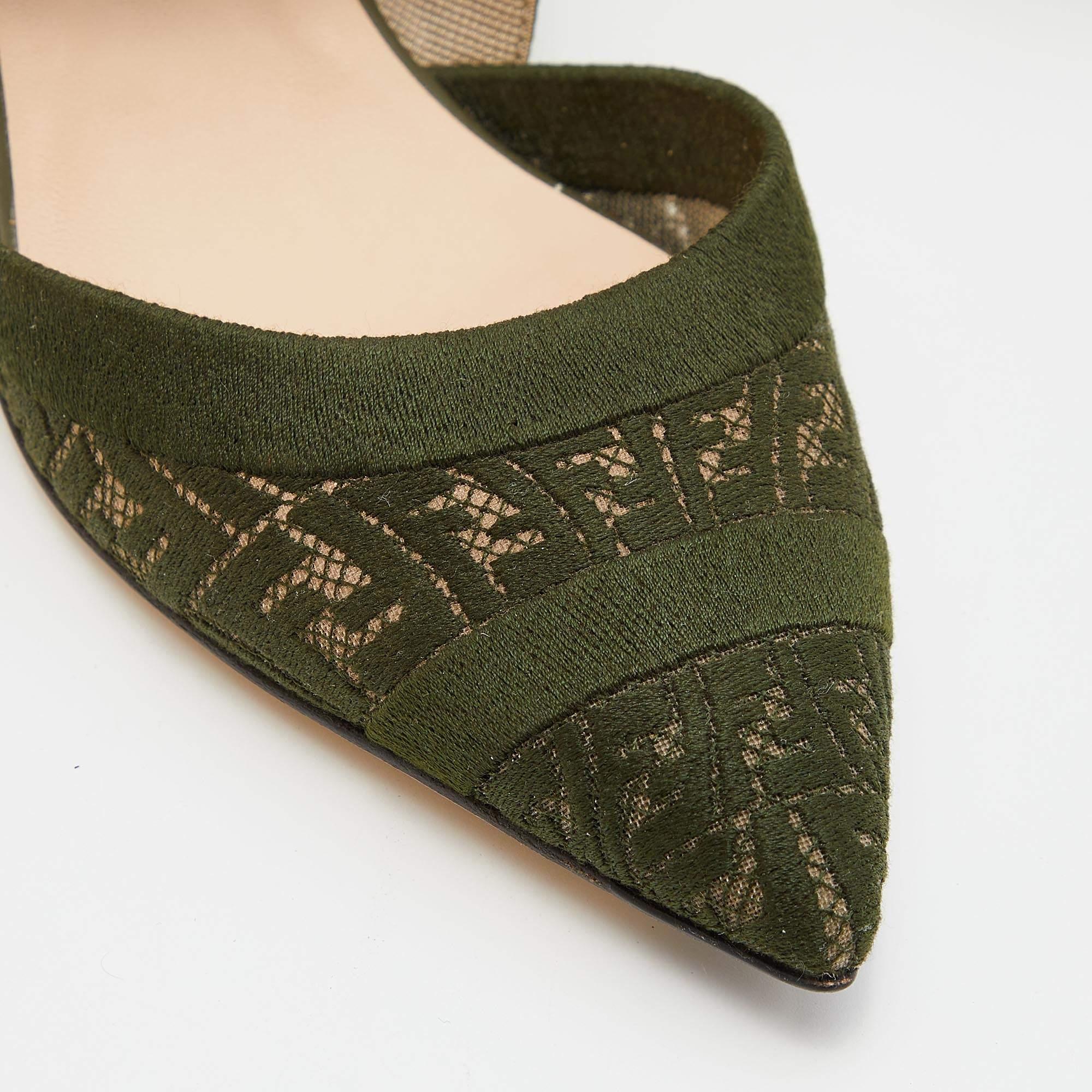 Fendi Multicolor Green Fabric and Nylon Colibri Slingback Sandals Size 37.5 3