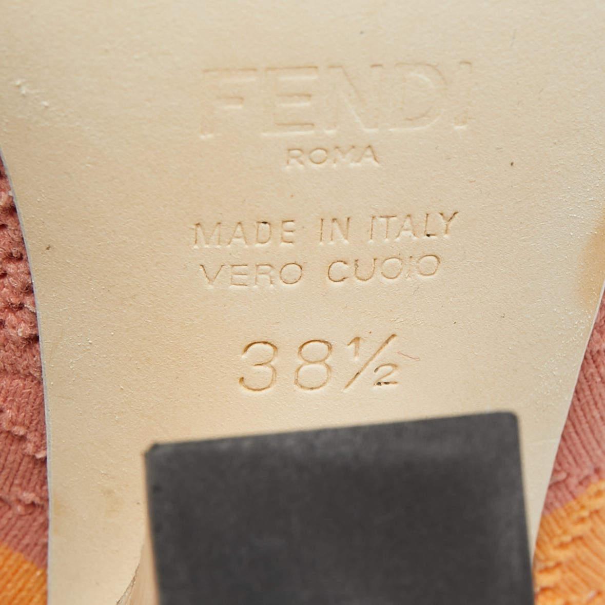 Fendi Multicolor Knit Fabric Slingback Sandals Size 38.5 For Sale 1