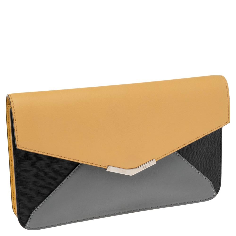 Fendi Multicolor Leather 2Jours Envelope Clutch 5