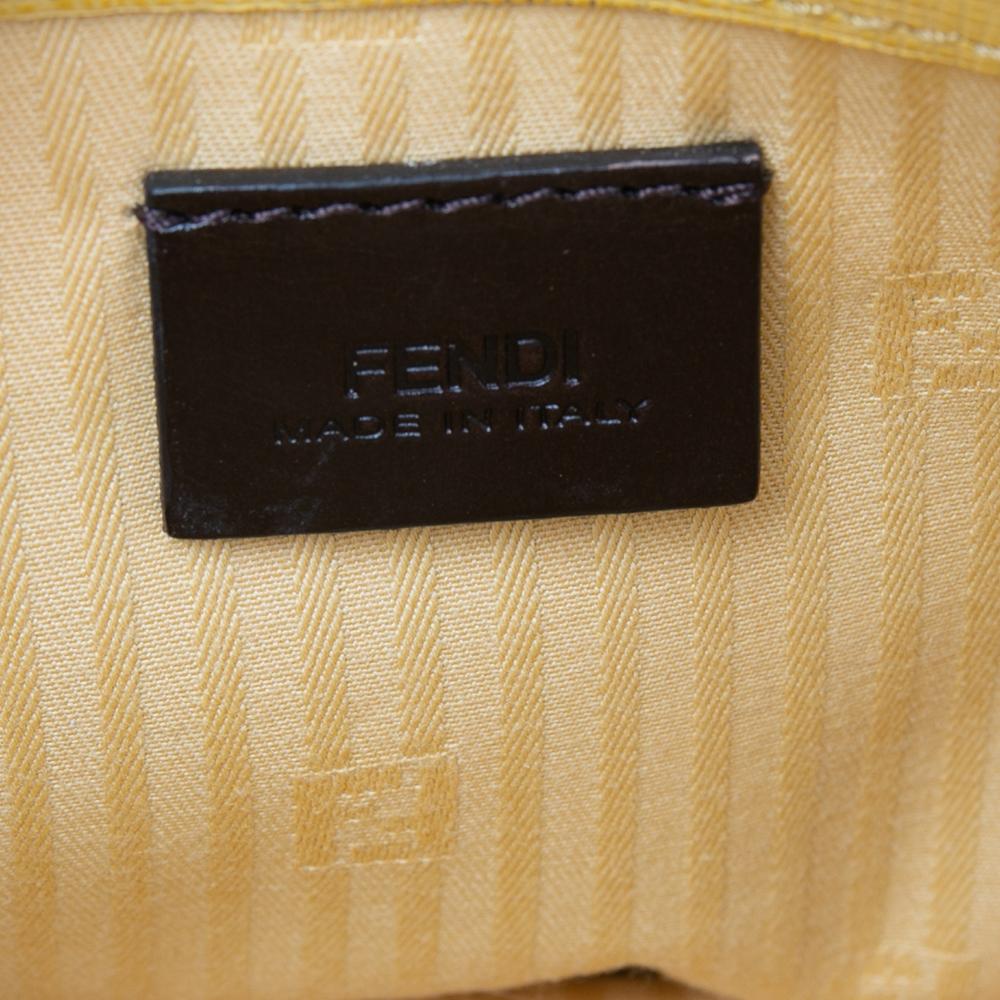 Brown Fendi Multicolor Leather 2Jours Envelope Clutch