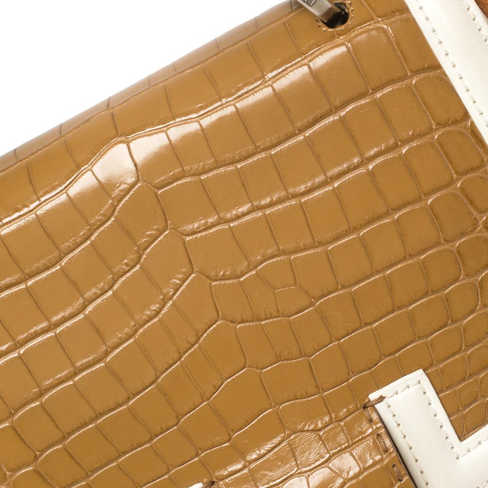 Fendi Multicolor Leather and Croc Leather Silvana Top Handle Bag 2