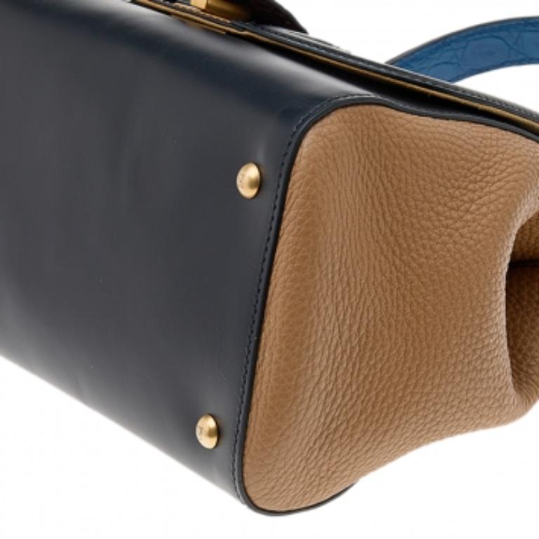Noir Fendi Cartable Silvana en cuir multicolore et crocodile en vente