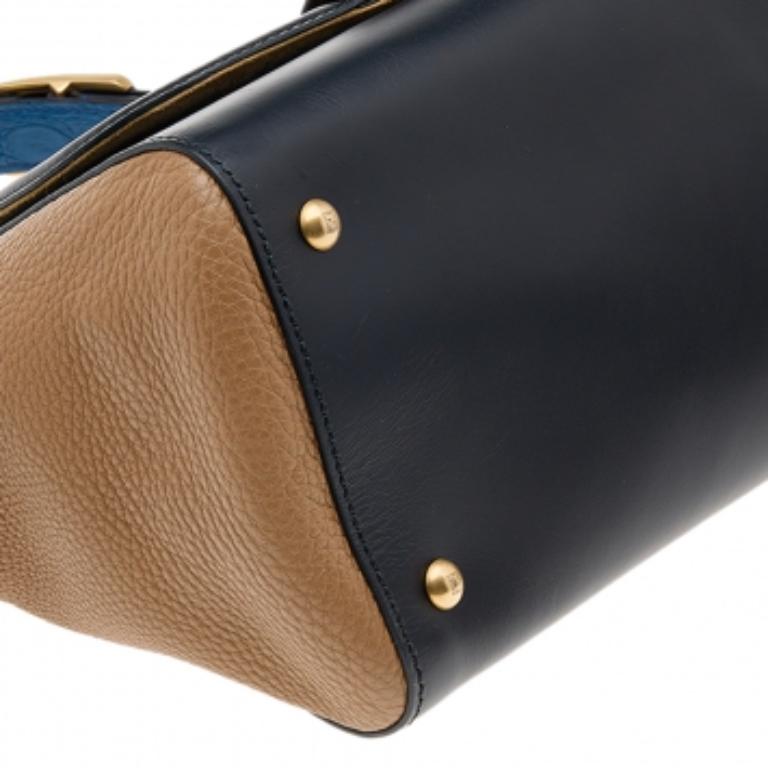 Fendi Cartable Silvana en cuir multicolore et crocodile Bon état - En vente à Dubai, Al Qouz 2