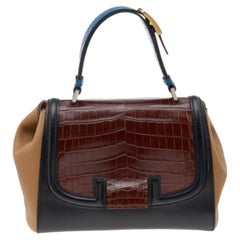 Fendi Multicolor Leather And Crocodile Silvana Satchel