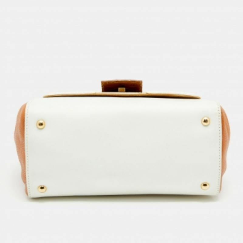 Fendi - Sac à main Silvana en cuir et crocodile multicolore en vente 5