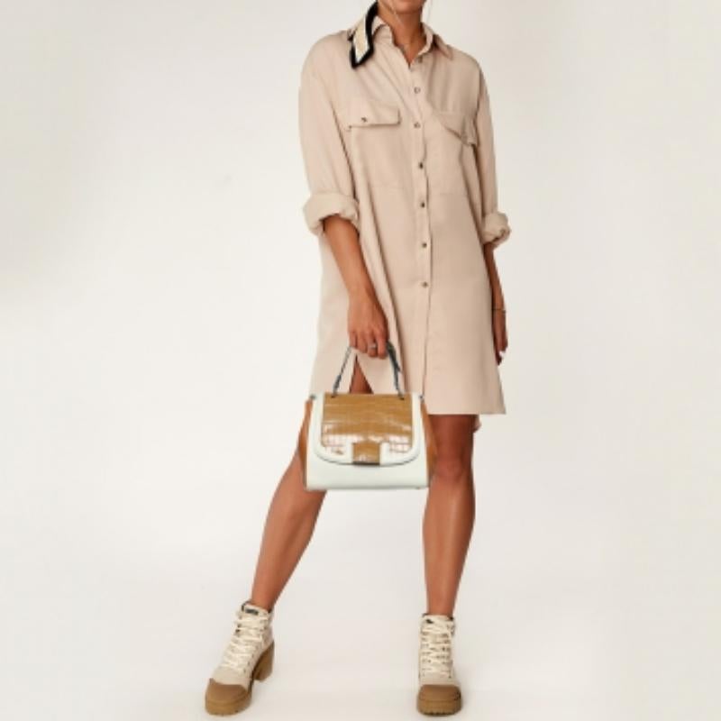 Fendi - Sac à main Silvana en cuir et crocodile multicolore Bon état - En vente à Dubai, Al Qouz 2