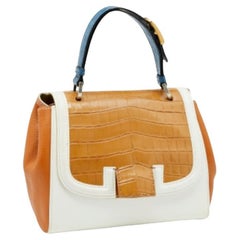 Fendi - Sac à main Silvana en cuir et crocodile multicolore
