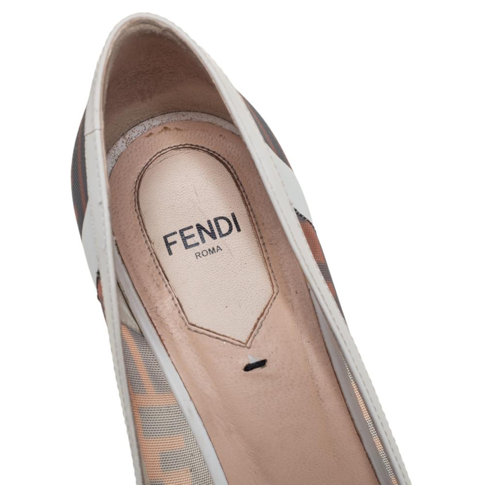 Fendi Multicolor Leather And Mesh Colibri Logo Pointed Toe Pumps Size 38.5 1