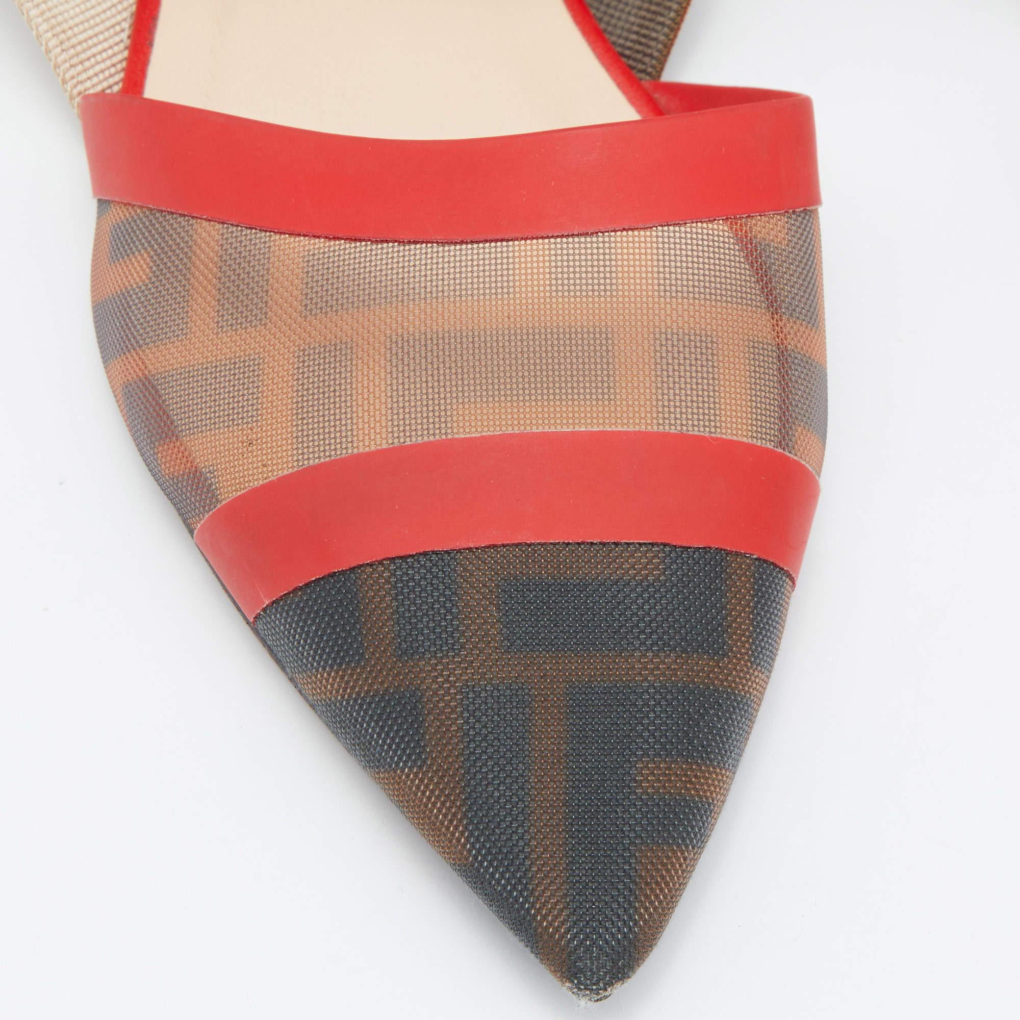 Fendi Multicolor Leather and Mesh Colibri Slingback Sandals Size 37 4